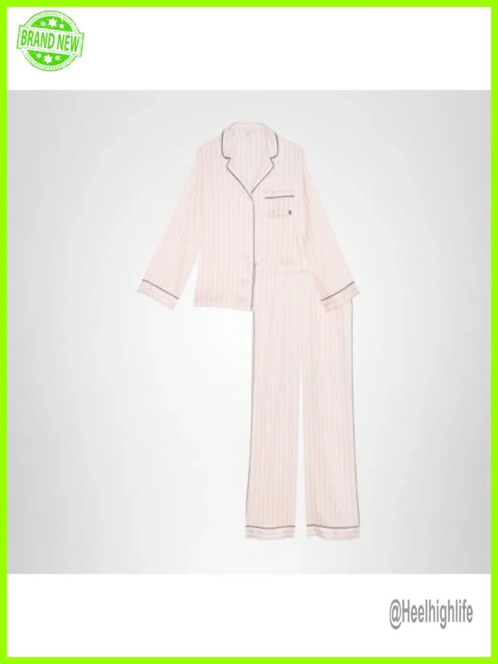Satin Pajama Set: Long Sleeve Button Down & Pants, Sleepwear